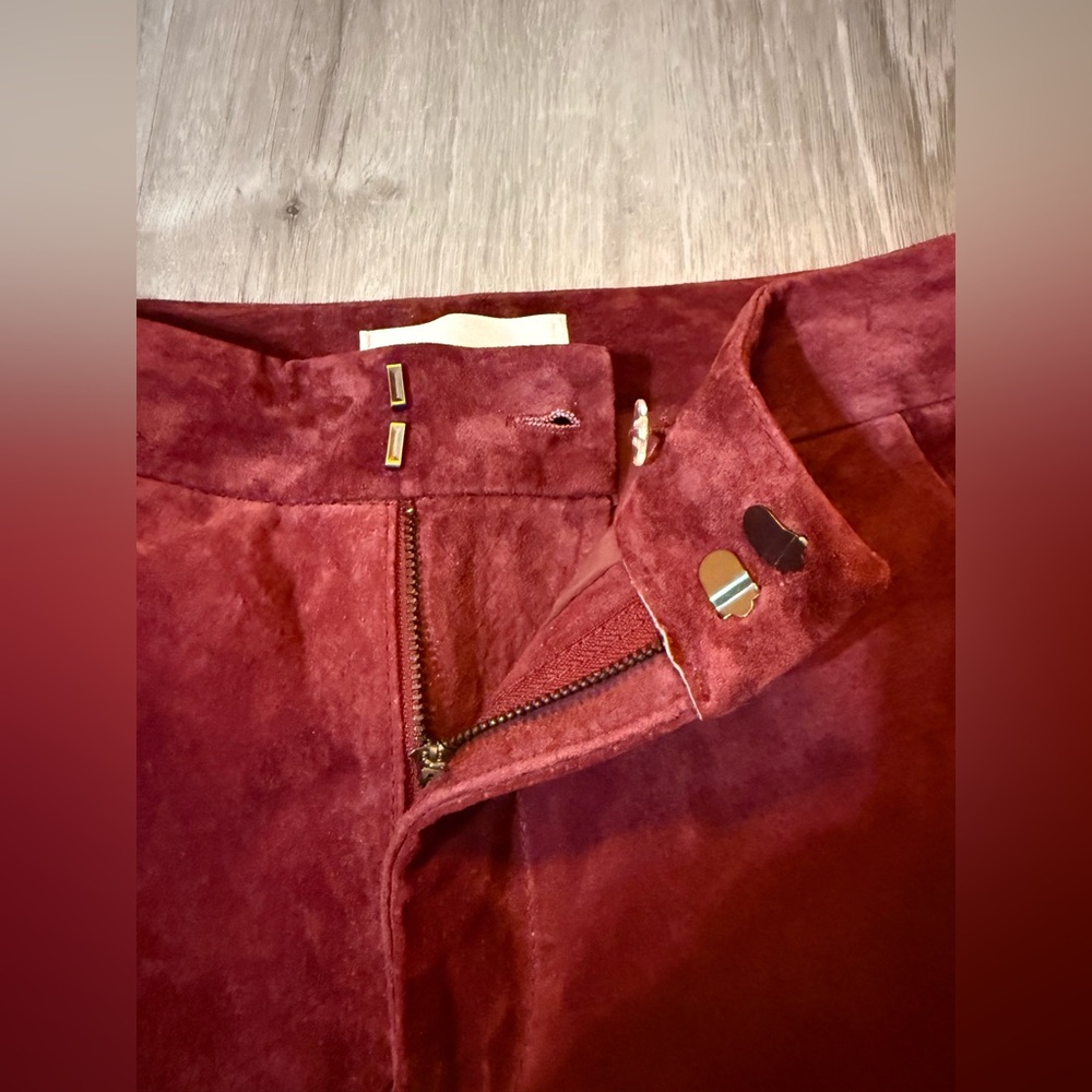 Anthropologie Burgundy Suede Flare Pants - NWT - Picture 9 of 13